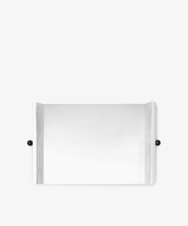 Roberta Serving Tray with slightly angled side edges and two small dark round knobs on each side, showcasing a minimal design, set against a plain white background.