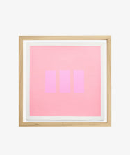 Magnetic Color Field by Nat Sly. Abstract acrylic on square paper in pink on pink, framed in wood.