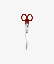 The Renewal Stainless Steel Scissors, featuring red handles and durable stainless steel blades, are shown upright against a plain white background—ideal for everyday use.