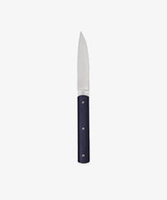 The 9.47 Table Knife features a handmade stainless steel straight, pointed blade and a dark handle, shown against a plain white background.