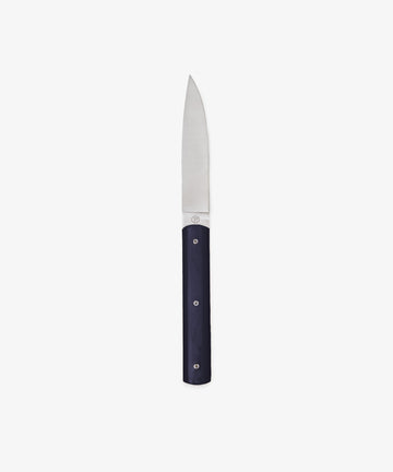 The 9.47 Table Knife features a handmade stainless steel straight, pointed blade and a dark handle, shown against a plain white background.