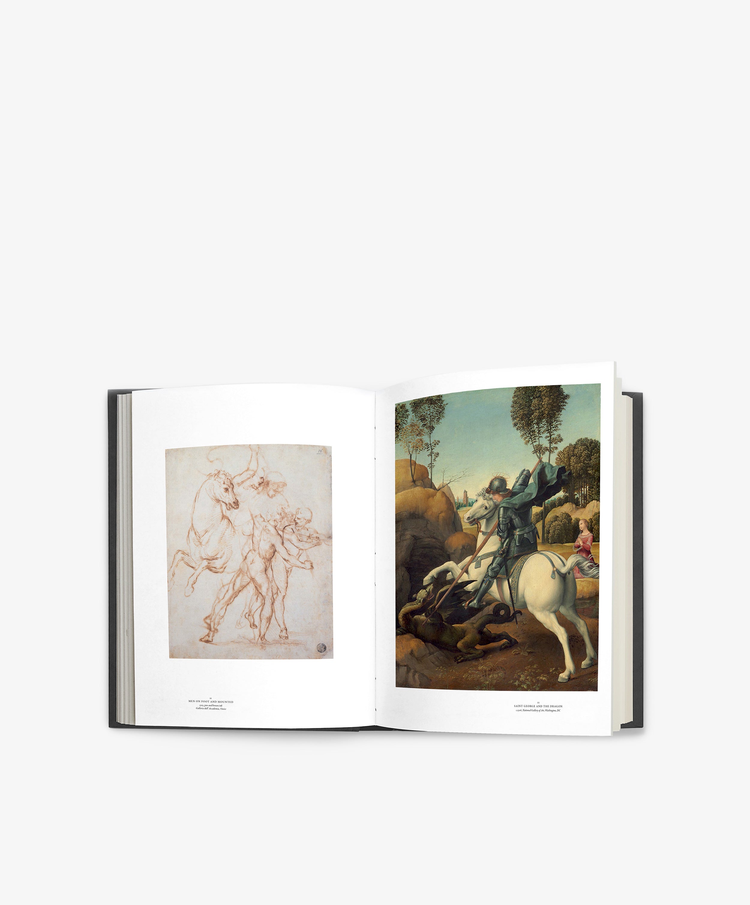 Open art book titled 