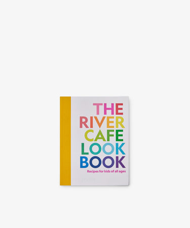Front cover of The River Cafe Lookbook: Recipes for Kids, featuring bold, colorful text and a yellow spine on a white background—an inviting introduction to beginner recipes from the Michelin-starred London chefs behind the iconic River Cafe.