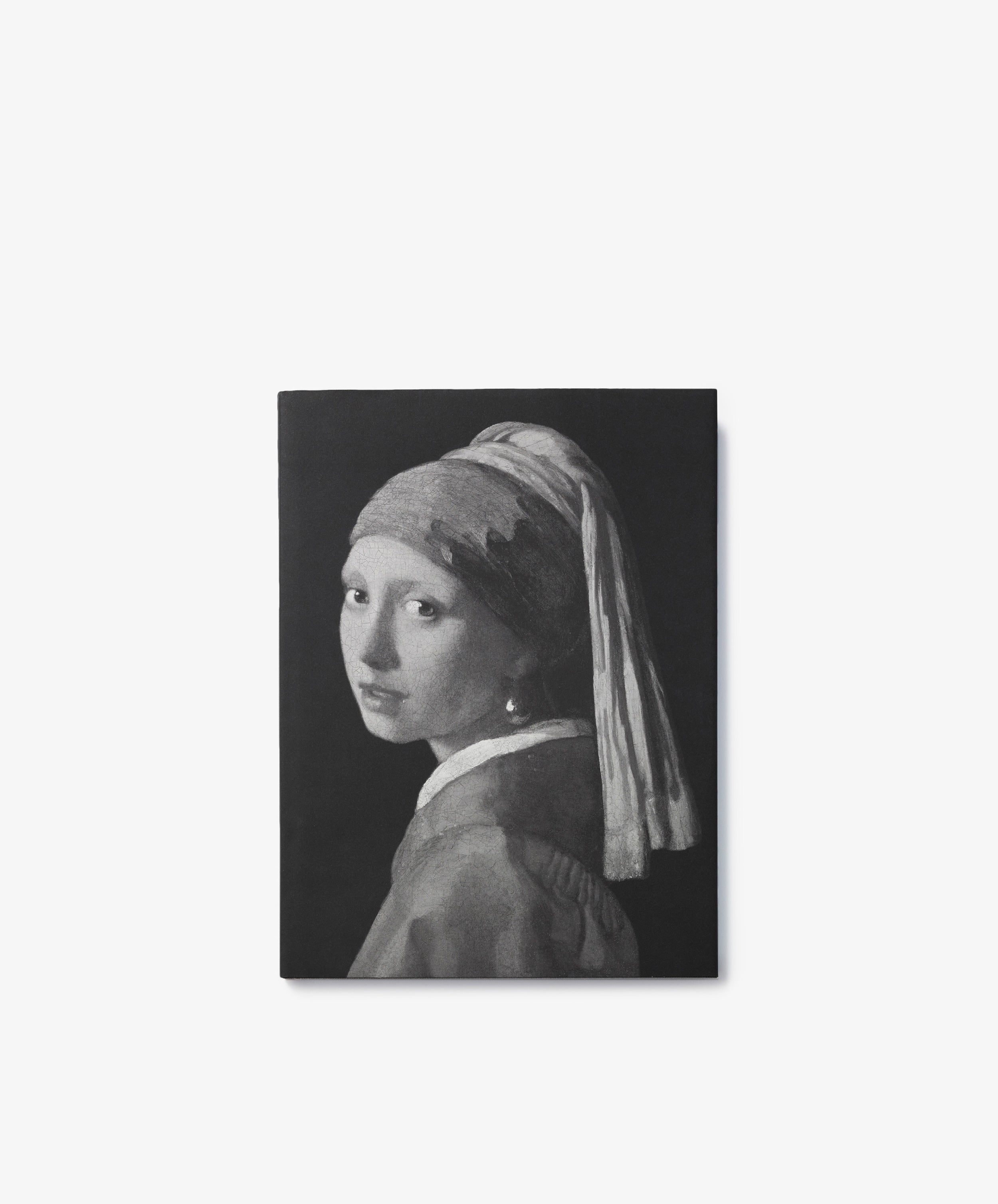 A grayscale print of 