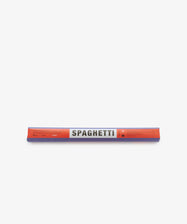 Front view of spaghetti packet.