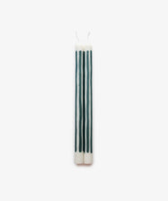 Babington Candle by Pygmalion. Green stripe on ivory wax.