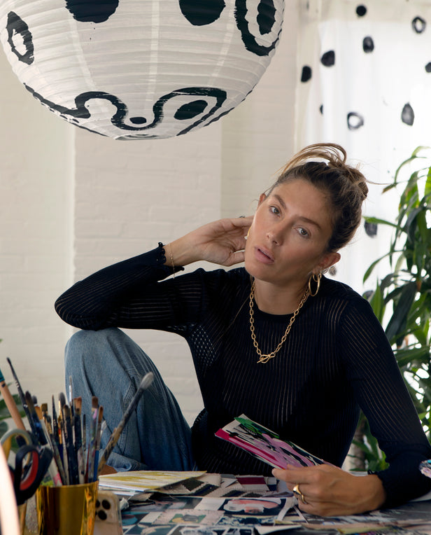 women making art at the table