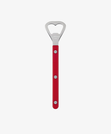 The Bottle Opener, featuring a red handle with three rivets, is displayed against a white background.