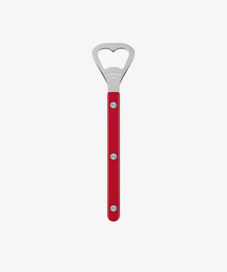 The Bottle Opener, featuring a red handle with three rivets, is displayed against a white background.