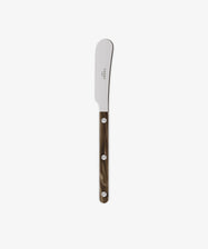 The Butter Knife features a stainless steel blade and a brown marbled handle with three rivets, elegantly displayed on a white background—ideal for elevating your French kitchen utensils collection.