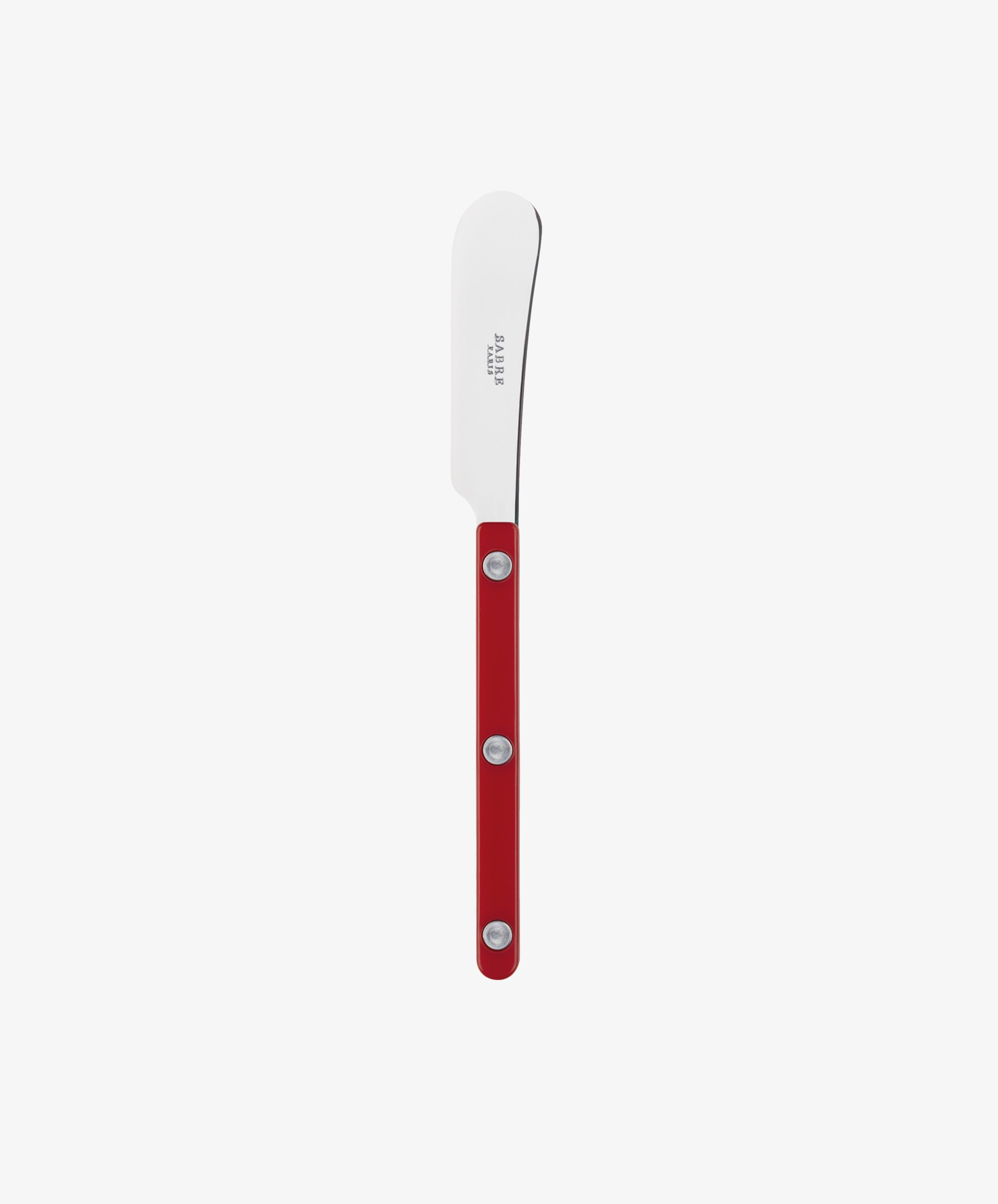 Butter Knife by Sabre. Red-handled acrylic knife handle with stainless steel blade.