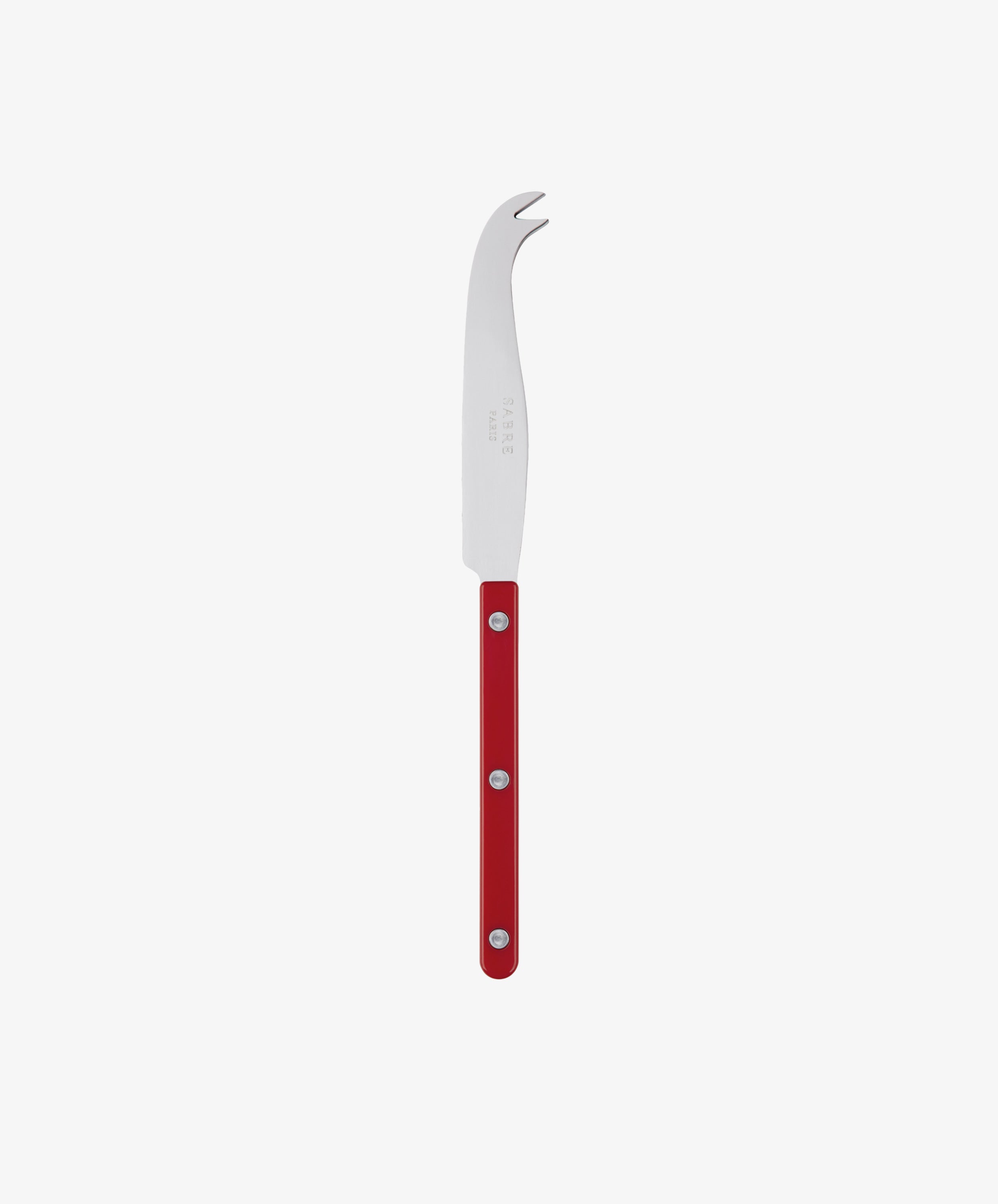 Large Cheese Knife by Sabre. Stainless steel blade with red acrylic handle.