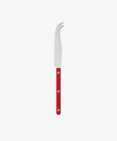 The Large Cheese Knife features a stainless steel blade with a forked tip and a red handle with three rivets, displayed against a plain white background.