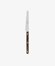 A Tomato Knife with a brown handle and three rivets, displayed on a white background—an elegant addition to your kitchen utensils collection.