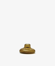 The Lucien bubble candleholder, Small—a handblown, amber-colored glass piece with a narrow opening—stands centered against a plain white background.