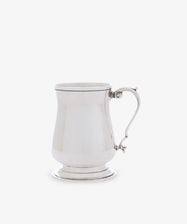 The Vintage English Silver Child's Mug features a polished finish, curved handle, and flared base—an ideal vintage gift for children, beautifully displayed against a plain white background.