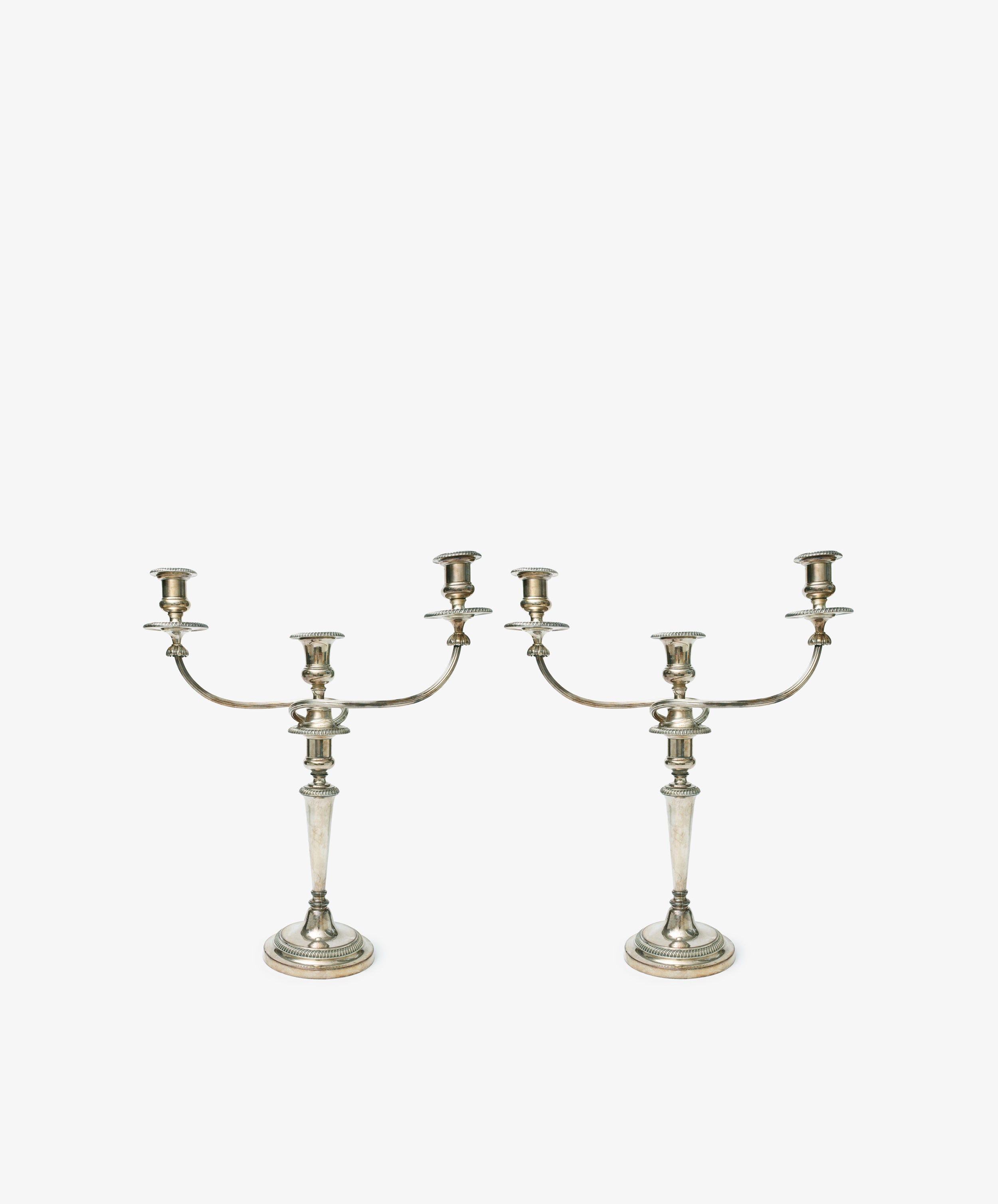 Vintage Silver-Plated Sheffield Plate Candelabra, set of 2