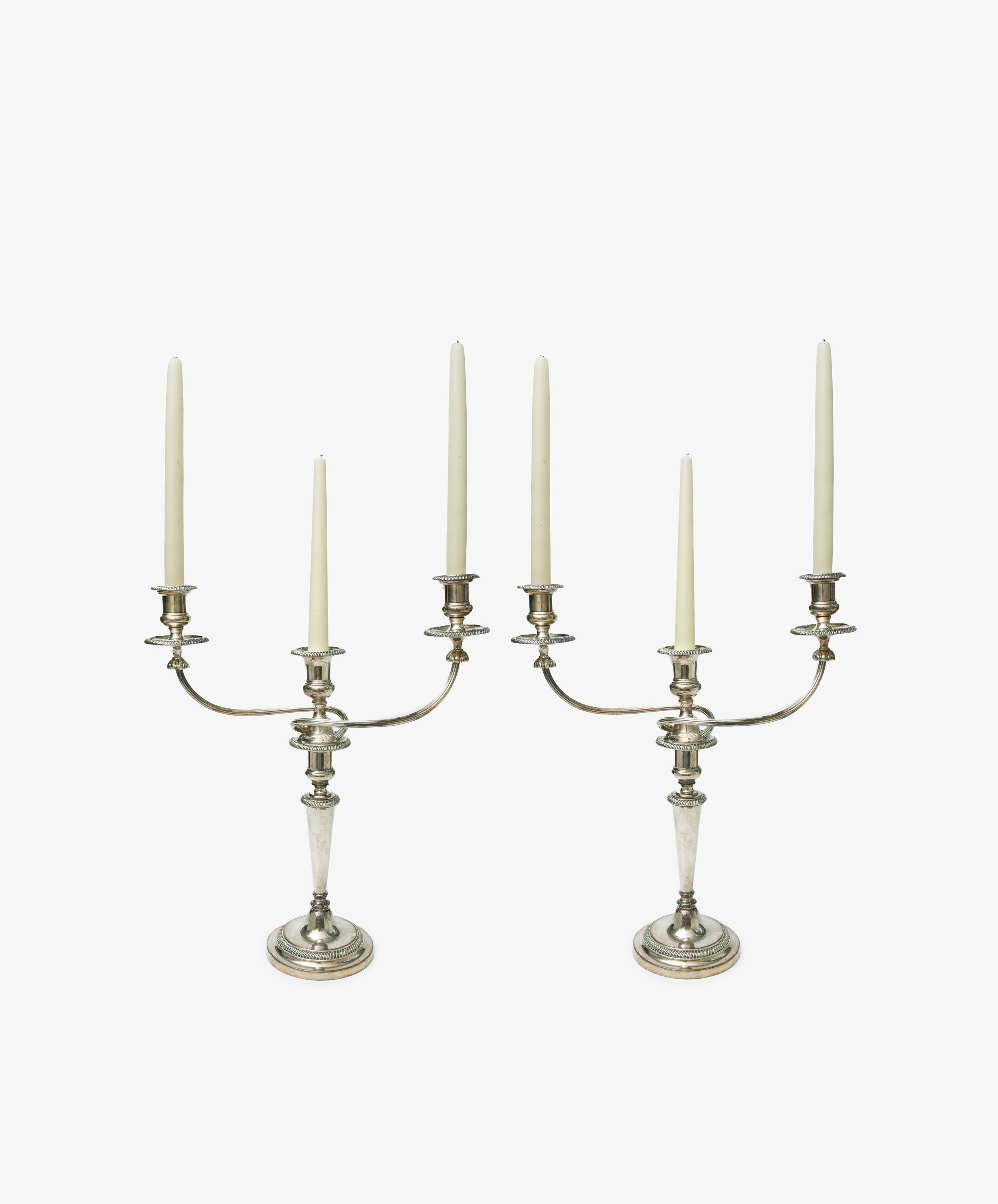 Vintage Silver-Plated Sheffield Plate Candelabra, set of 2