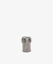 The Vintage Silver Mushroom Pepper Pot is a small, silver, cylindrical shaker with holes on top, resembling a mushroom, and is displayed against a plain white background.