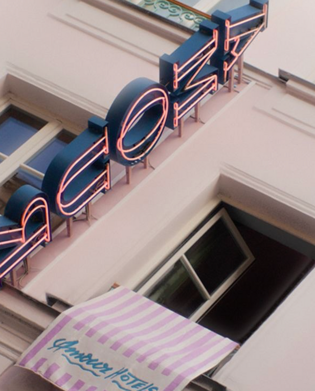 neon sign on building
