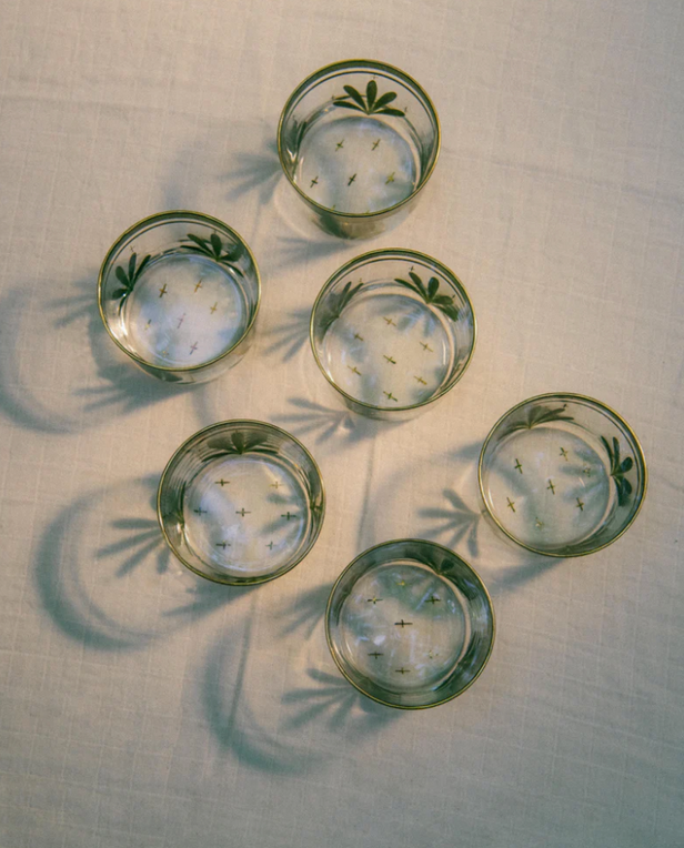 glasses with green motif