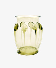 Carlotta Vase. Image of large translucent green vase. Front view.