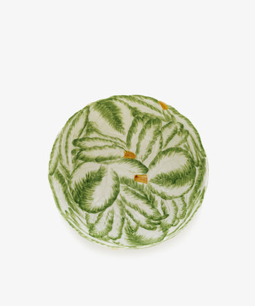 Radicchio Serving Bowl. Green painted radicchio earthenware bowl.
