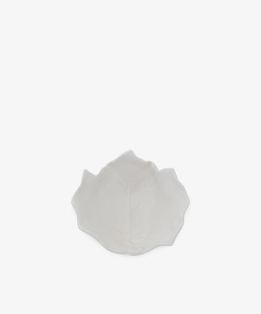 The Leaf Bowl is a small, white ceramic bowl shaped like a leaf, displayed on a plain white background.