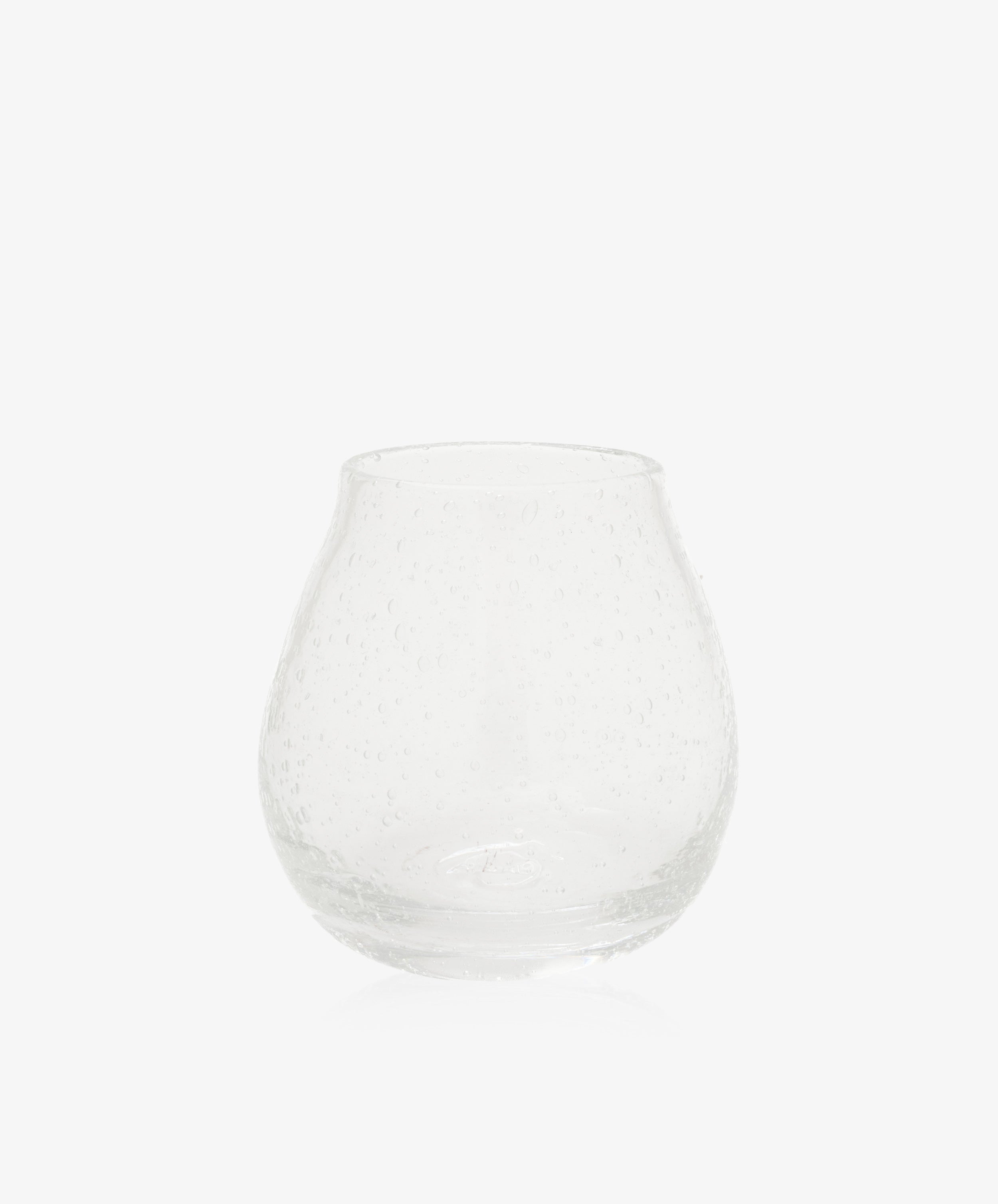 The Lauren Bud Vase is a clear, rounded bubble glass vase with a textured surface, shown against a plain white background.