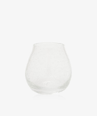 The Lauren Bud Vase is a clear, rounded bubble glass vase with a textured surface, shown against a plain white background.