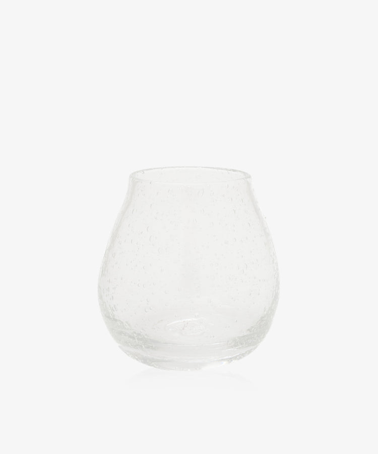 The Lauren Bud Vase is a clear, rounded bubble glass vase with a textured surface, shown against a plain white background.