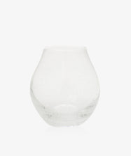 The Lauren Bud Vase features clear, rounded bubble glass with a wide body and narrow opening, ideal as a decorative accent, displayed against a plain white background.