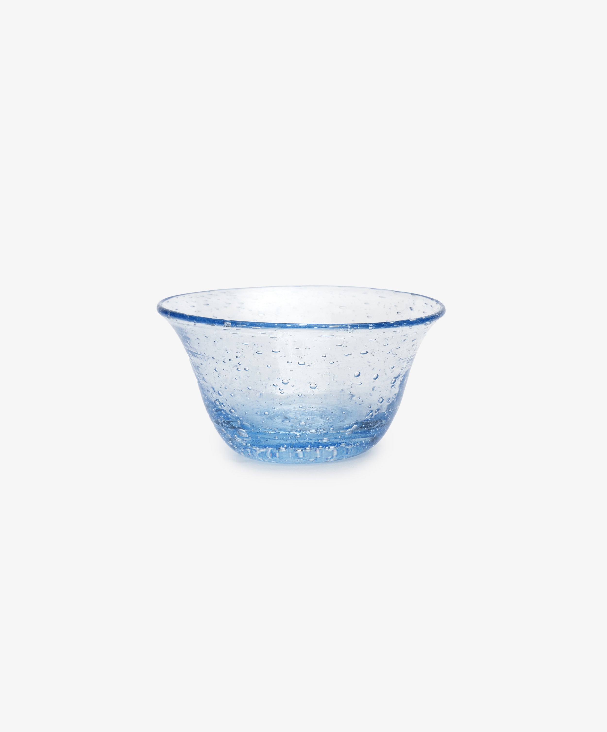 Lauren Ice Cream Bowl in transparent blue bubble glass.