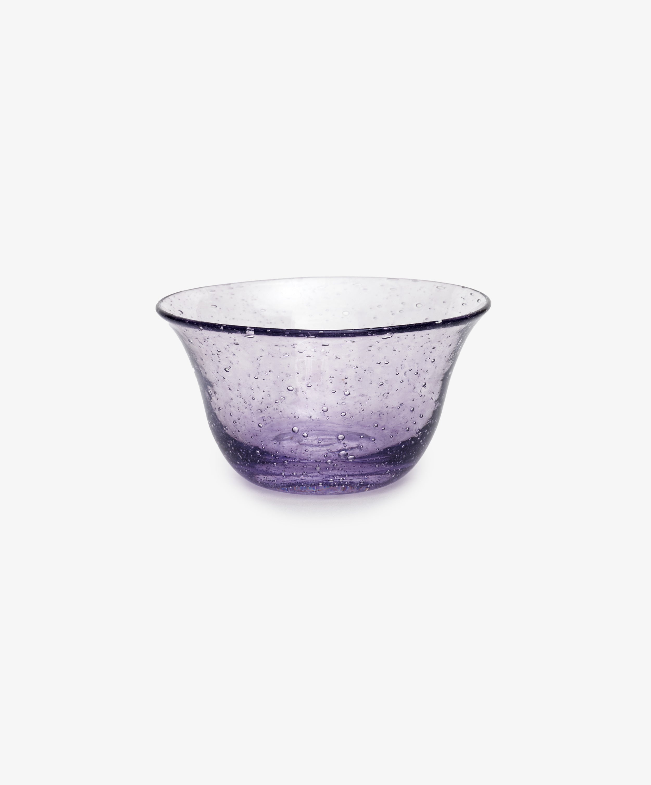 Lauren Ice Cream Bowl in transparent purple bubble glass.