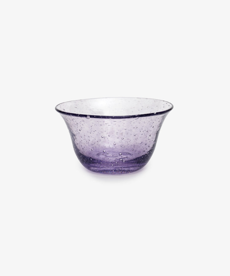 Lauren Ice Cream Bowl in transparent purple bubble glass.