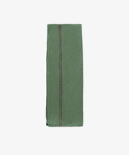 The French Vintage Tea Towel is a folded green cloth napkin with a single dark vertical stripe down the center, reminiscent of classic linen tea towels, displayed on a white background.