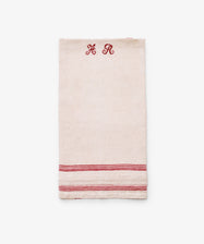 Vintage French tea towel with red stripes and 