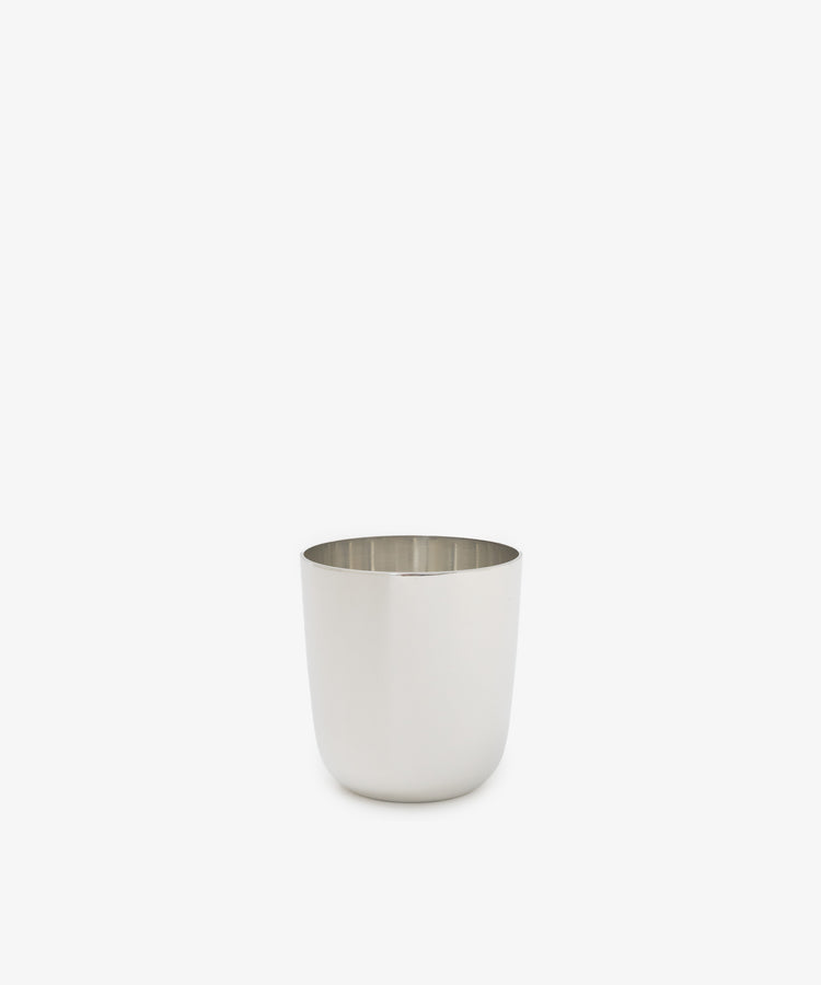 A set of two Alexander Stemless Tumblers, featuring a sleek, cylindrical stainless-steel design, is centered on a white background with modern sophistication.