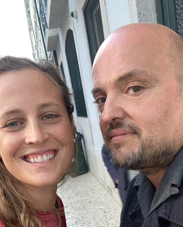 woman and man taking selfie