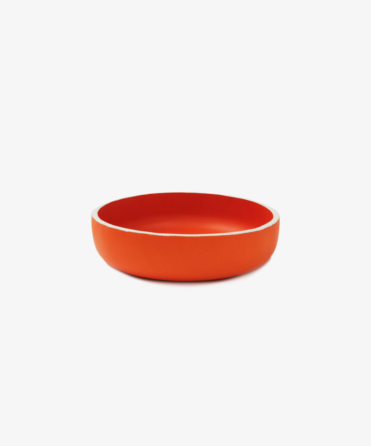 Leather Round Bowl with Painted Rim, S