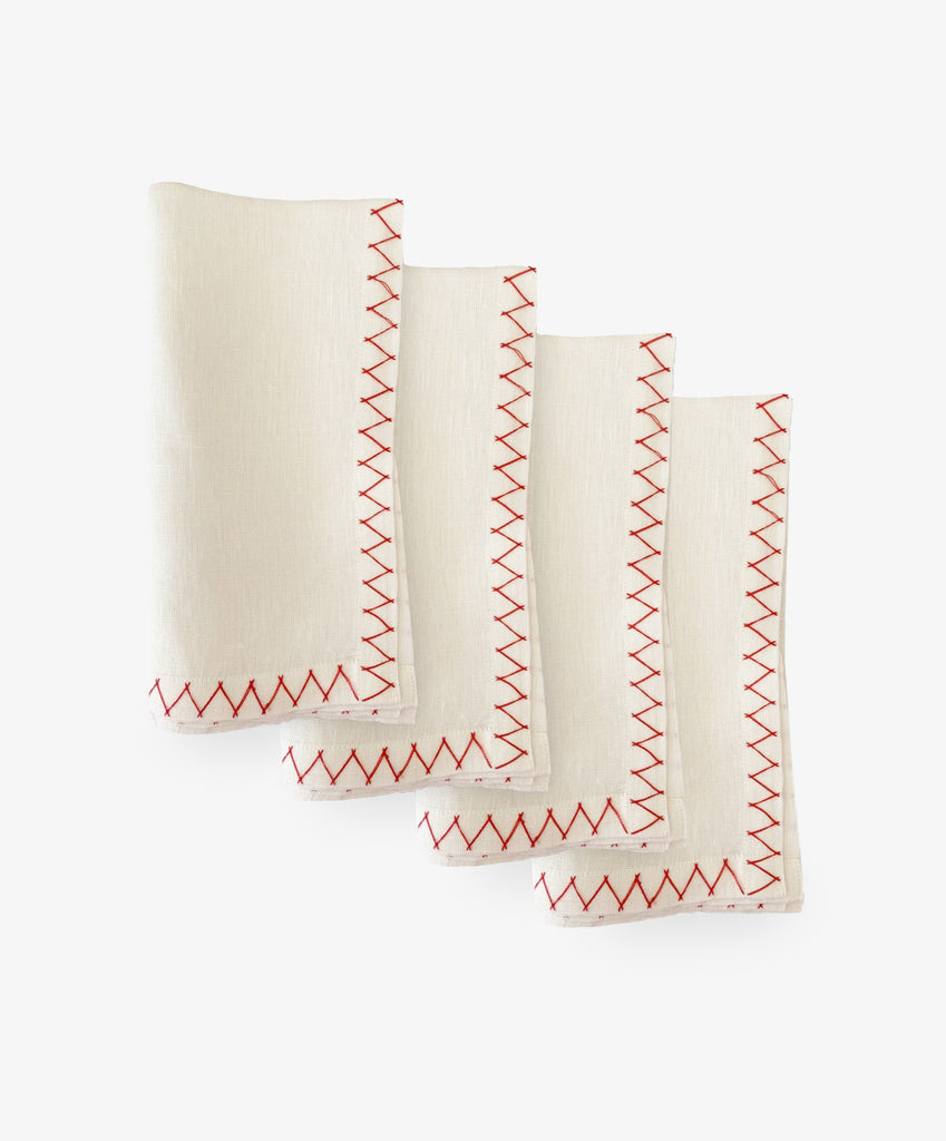 Red Zig Zag Napkins, Set of 4