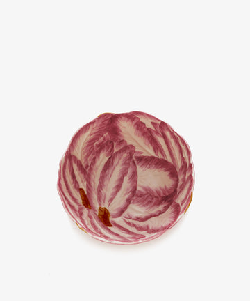 Radicchio Serving Bowl. Red painted radicchio earthenware bowl.