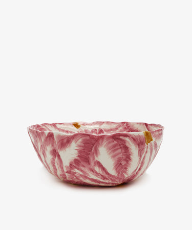 Radicchio Serving Bowl. Red painted radicchio earthenware bowl, side view.