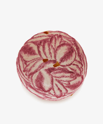 Radicchio Serving Bowl. Red painted radicchio earthenware bowl.