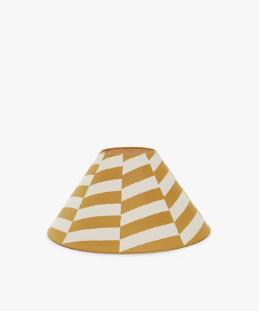 Untitled 2, Hand-painted Lampshade. Yellow and white striped motif raw linen lampshade.