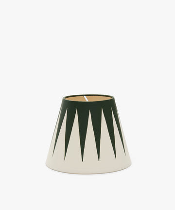 Untitled 3, Hand-painted Lampshade. Black and white star motif on raw linen lampshade, alt view.