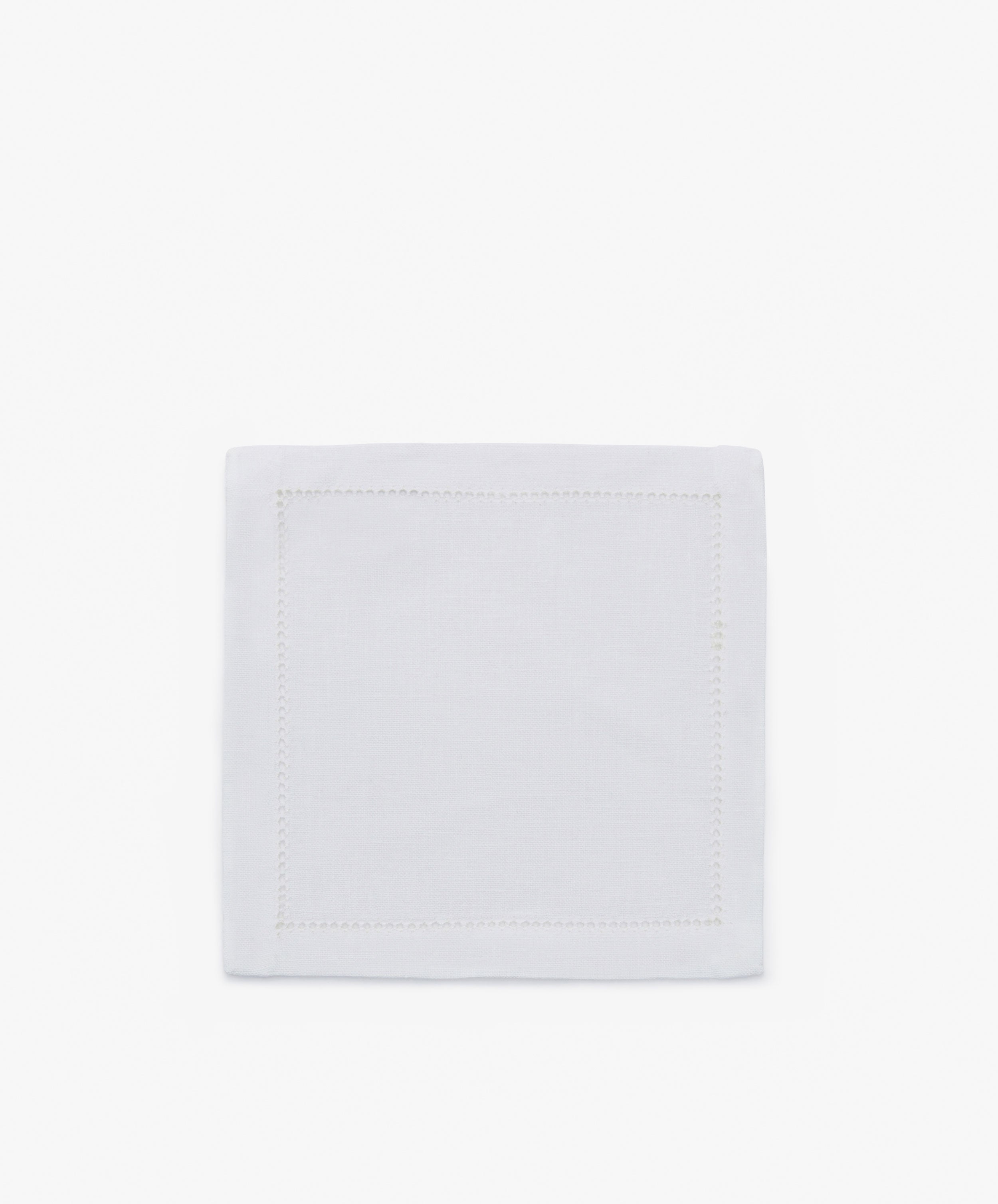 White Linen Napkin with Silver Contrast Hemstitch